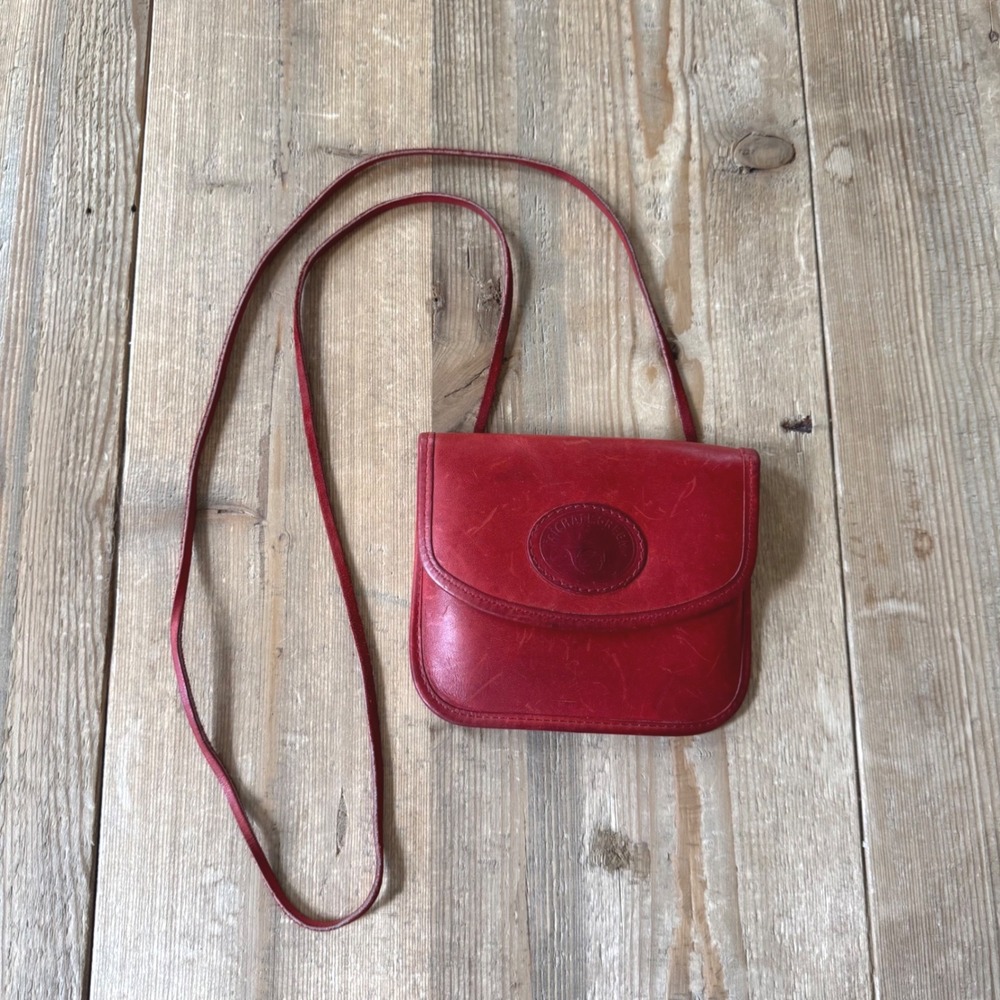 Michael Green Street Fair Red Leather Crossbody Bag Belt Pouch Small Vintage bag